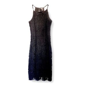 AQUA Black Lace Sexy Midi Sheath Dress size XS​